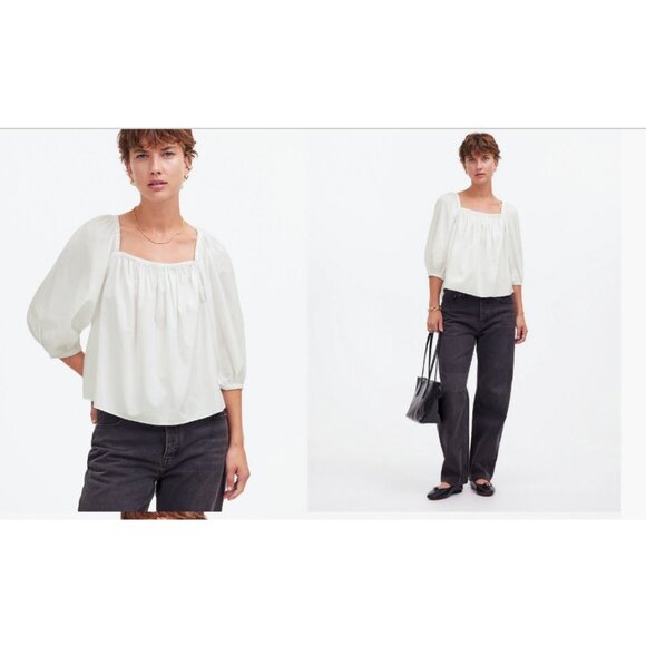 Madewell Tops - Madewell $88 Puff-Sleeve Babydoll Top White Size 6 NR583